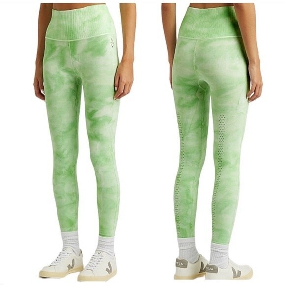 Free People Movement Good Karma Green Tie Dye Seamless 7/8 Leggings, Size M/L - Picture 1 of 9
